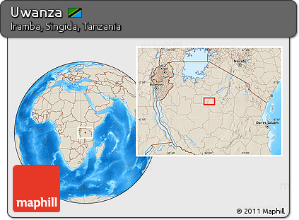 Shaded Relief Location Map of Uwanza