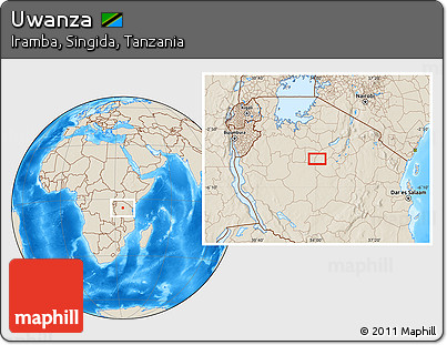 Shaded Relief Location Map of Uwanza
