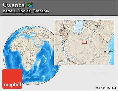 Shaded Relief Location Map of Uwanza