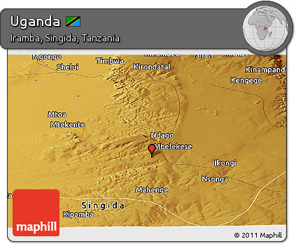 Physical Panoramic Map of Uganda
