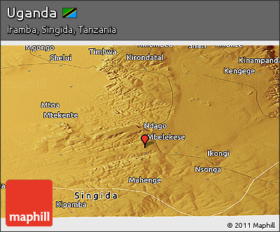 Physical Panoramic Map of Uganda
