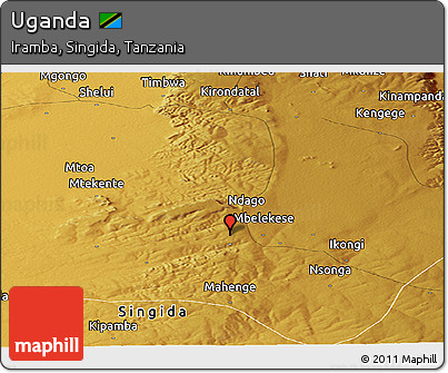 Physical Panoramic Map of Uganda