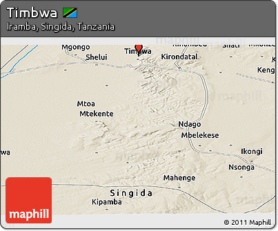 Shaded Relief Panoramic Map of Timbwa