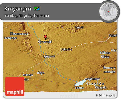 Physical Panoramic Map of Kinyangiri