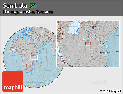Gray Location Map of Sambala, hill shading