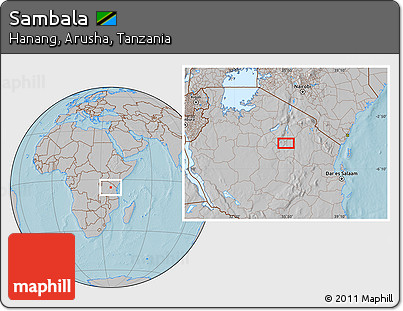 Gray Location Map of Sambala, hill shading
