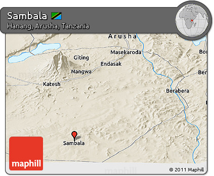 Shaded Relief Panoramic Map of Sambala