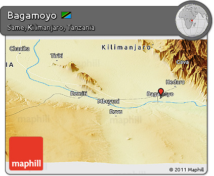 Physical Panoramic Map of Bagamoyo