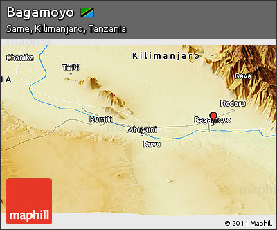 Physical Panoramic Map of Bagamoyo