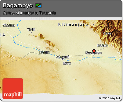 Physical Panoramic Map of Bagamoyo