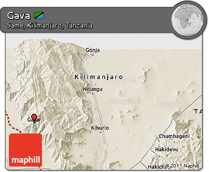 Shaded Relief 3D Map of Gava