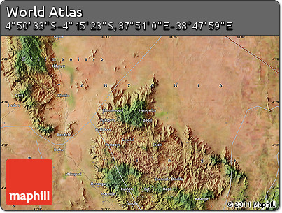 Satellite Map of the Area around 4° 32' 58" S, 38° 19' 30" E