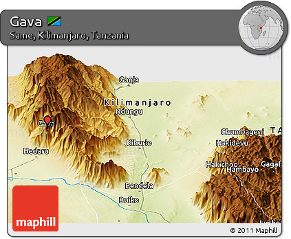 Physical Panoramic Map of Gava