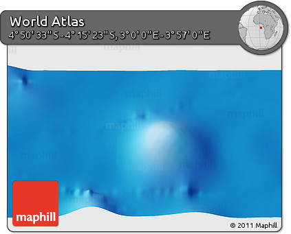 Physical 3D Map of the Area around 4° 32' 58" S, 3° 28' 30" E