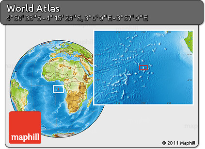 Physical Location Map of the Area around 4° 32' 58" S, 3° 28' 30" E