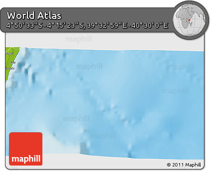 Physical 3D Map of the Area around 4° 32' 58" S, 40° 1' 29" E