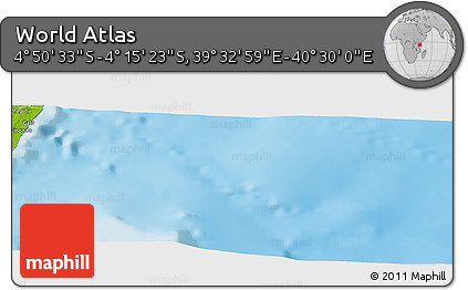 Physical Panoramic Map of the Area around 4° 32' 58" S, 40° 1' 29" E