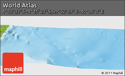 Physical Panoramic Map of the Area around 4° 32' 58" S, 40° 1' 29" E
