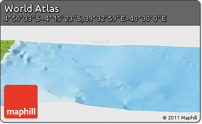 Physical Panoramic Map of the Area around 4° 32' 58" S, 40° 1' 29" E