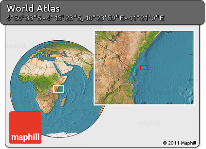 Satellite Location Map of the Area around 4° 32' 58" S, 40° 52' 30" E