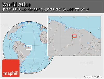 Gray Location Map of the Area around 4° 32' 58" S, 42° 25' 29" W