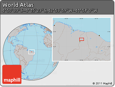 Gray Location Map of the Area around 4° 32' 58" S, 42° 25' 29" W