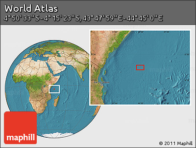 Satellite Location Map of the Area around 4° 32' 58" S, 44° 16' 29" E