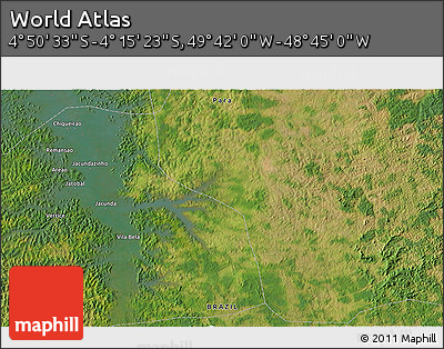 Satellite 3D Map of the Area around 4° 32' 58" S, 49° 13' 30" W