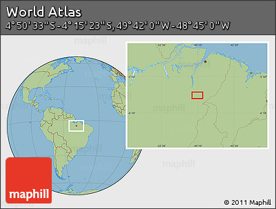 Savanna Style Location Map of the Area around 4° 32' 58" S, 49° 13' 30" W