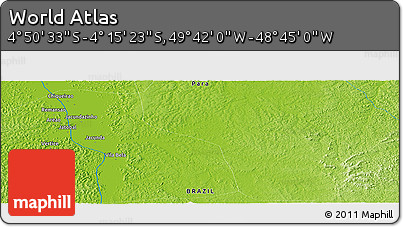 Physical Panoramic Map of the Area around 4° 32' 58" S, 49° 13' 30" W