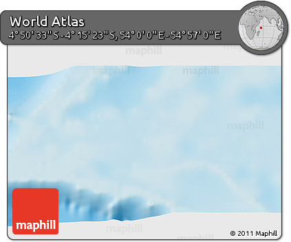 Physical 3D Map of the Area around 4° 32' 58" S, 54° 28' 30" E