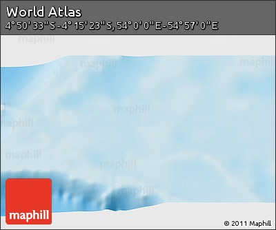 Physical 3D Map of the Area around 4° 32' 58" S, 54° 28' 30" E