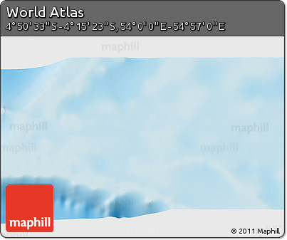 Physical 3D Map of the Area around 4° 32' 58" S, 54° 28' 30" E