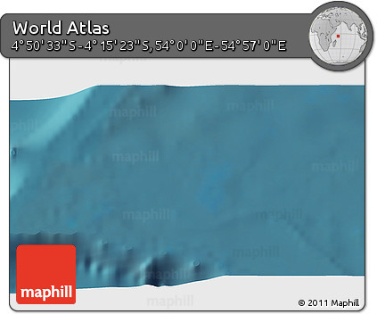 Satellite 3D Map of the Area around 4° 32' 58" S, 54° 28' 30" E