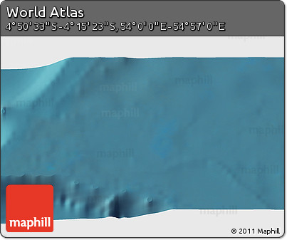 Satellite 3D Map of the Area around 4° 32' 58" S, 54° 28' 30" E