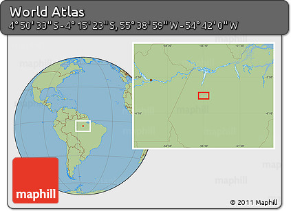 Savanna Style Location Map of the Area around 4° 32' 58" S, 55° 10' 29" W