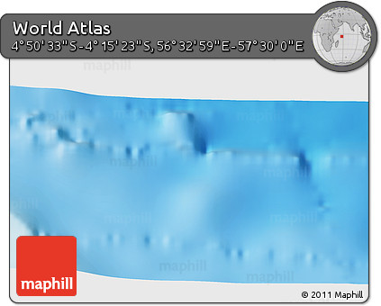 Physical 3D Map of the Area around 4° 32' 58" S, 57° 1' 29" E