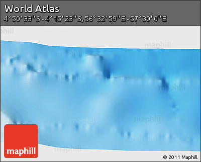 Physical 3D Map of the Area around 4° 32' 58" S, 57° 1' 29" E