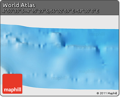 Physical 3D Map of the Area around 4° 32' 58" S, 57° 1' 29" E