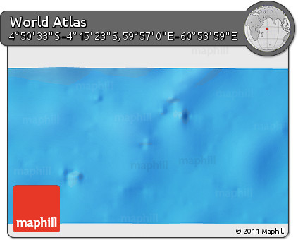 Physical 3D Map of the Area around 4° 32' 58" S, 60° 25' 29" E