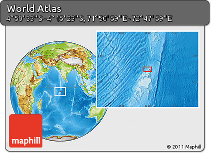 Physical Location Map of the Area around 4° 32' 58" S, 72° 19' 29" E