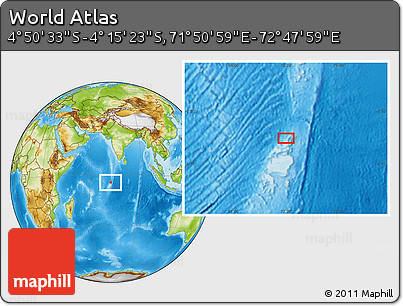 Physical Location Map of the Area around 4° 32' 58" S, 72° 19' 29" E