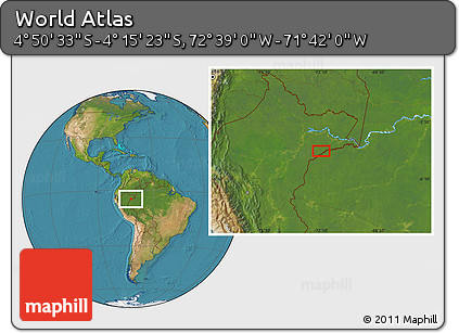 Satellite Location Map of the Area around 4° 32' 58" S, 72° 10' 30" W