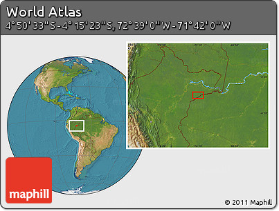 Satellite Location Map of the Area around 4° 32' 58" S, 72° 10' 30" W