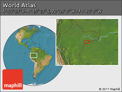 Satellite Location Map of the Area around 4° 32' 58" S, 72° 10' 30" W