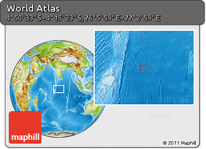 Physical Location Map of the Area around 4° 32' 58" S, 76° 34' 29" E