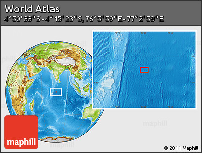 Physical Location Map of the Area around 4° 32' 58" S, 76° 34' 29" E