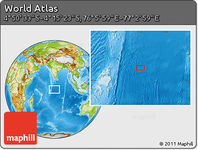 Physical Location Map of the Area around 4° 32' 58" S, 76° 34' 29" E