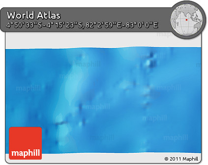 Physical 3D Map of the Area around 4° 32' 58" S, 82° 31' 30" E