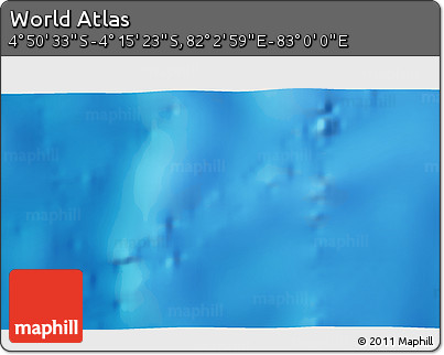 Physical 3D Map of the Area around 4° 32' 58" S, 82° 31' 30" E